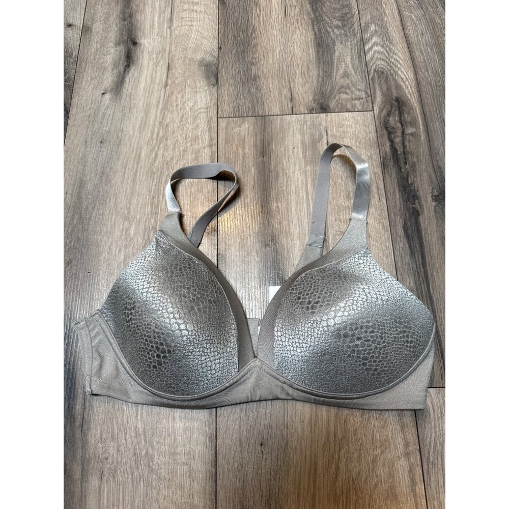 Warners Womens 36C Gray Wire-Free T Shirt Lightly Lined Bra With Adjustable Stra